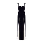Load image into Gallery viewer, Sweetheart neckline Crepe gown with cutout slit and  hand-pleated Crepe underlay