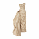 Load image into Gallery viewer, Strapless Brocade Draped With Detachable Over Skirt Dress