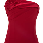 Load image into Gallery viewer, STRAPLESS ASYMMETRCAL CREPE GOWN WITH EMBROIDERED PETALS