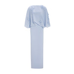 Load image into Gallery viewer, Floral Appliqued Crepe Cape Gown