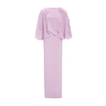 Load image into Gallery viewer, Floral Appliqued Crepe Cape Gown