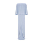 Load image into Gallery viewer, Floral Appliqued Crepe Cape Gown