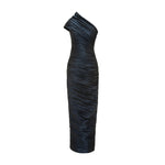 Load image into Gallery viewer, One Shoulder Pleated Taffeta Dress