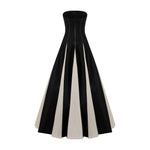 Load image into Gallery viewer, STRAPLESS A-LINE TAFFETA DRESS WITH PIPING PLEATED DETAIL