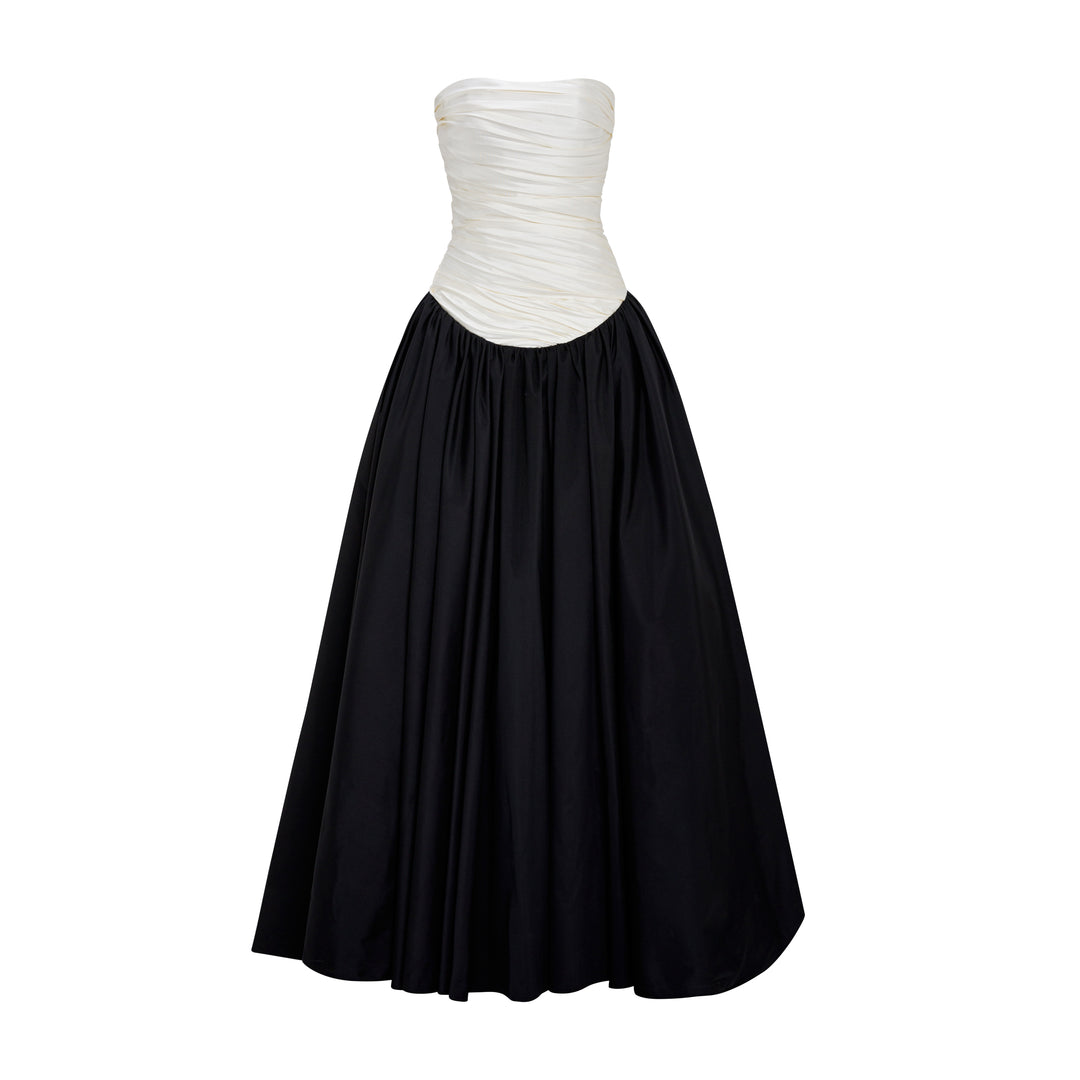 Dropped Waist Mikado-Taffeta Gown