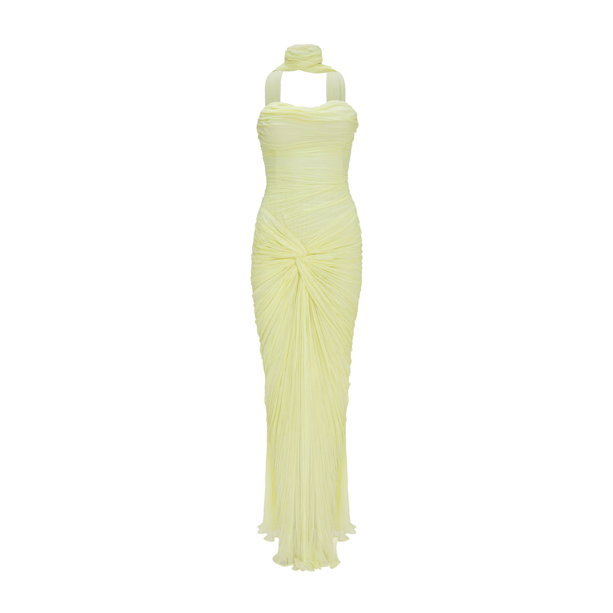 Ruched-Sash Silk Gown Green / 42