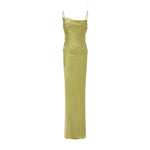 Load image into Gallery viewer, SILK SATIN DRAPED DRESS WITH DETAILED BACK