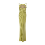 Load image into Gallery viewer, SILK SATIN DRAPED DRESS WITH DETAILED BACK