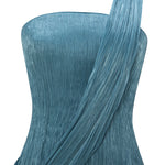 Load image into Gallery viewer, STRAPLESS SILK ROSEYA PLEATED DRESS WITH CAPE ATTACHED