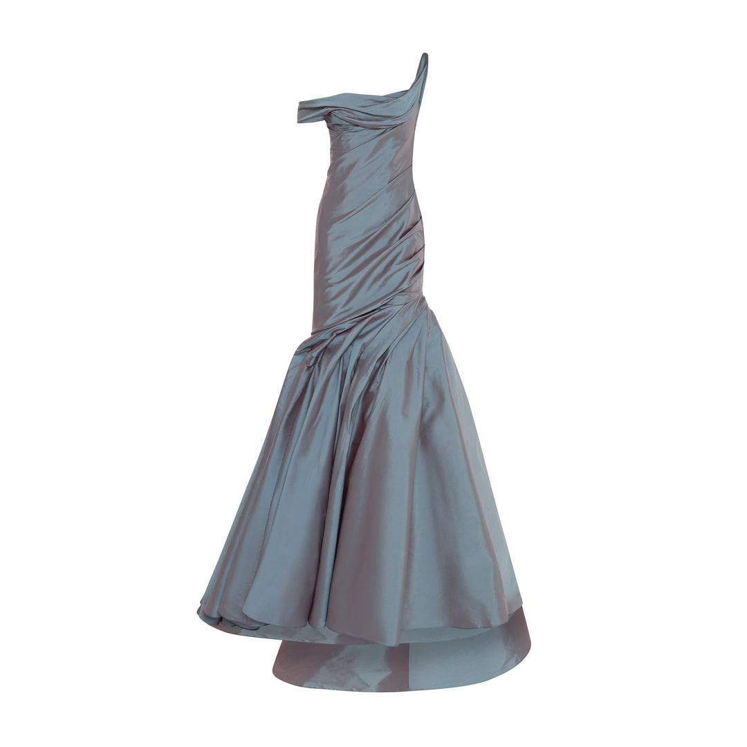 LOURDES - ASYMMETRICAL TWO-TONE TAFFETA FISH-CUT GOWN