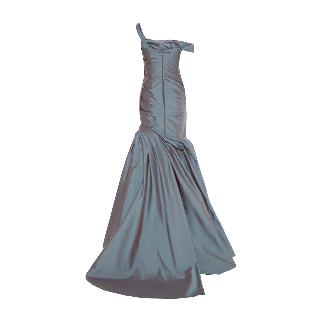 LOURDES - ASYMMETRICAL TWO-TONE TAFFETA FISH-CUT GOWN