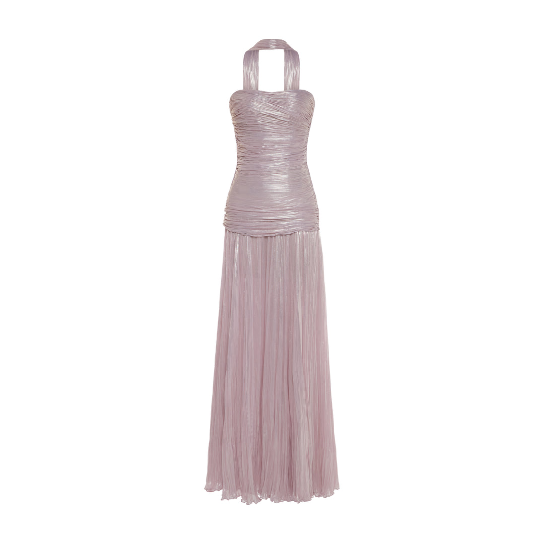 DAYANA - STRAPLESS PLEATED SILK GOWN WITH CORSET AND A-LINE SKIRT