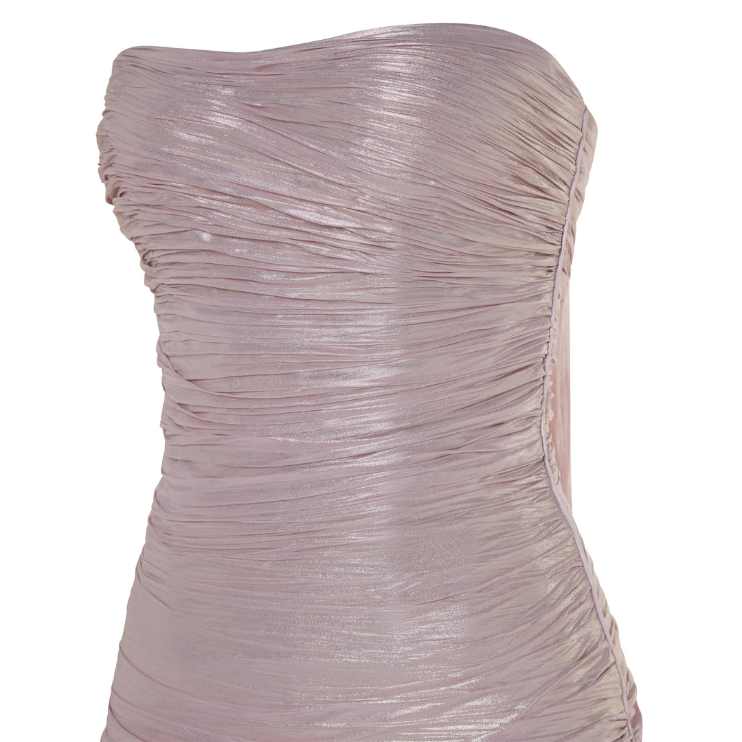 DAYANA - STRAPLESS PLEATED SILK GOWN WITH CORSET AND A-LINE SKIRT