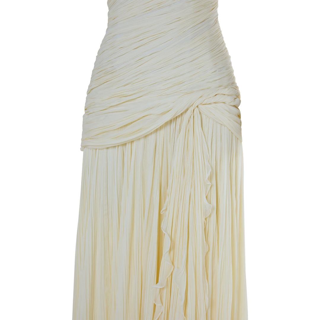 MAYELIN - ONE-SHOULDER PLEATED CHIFFON GOWN WITH TWISTED DETAIL