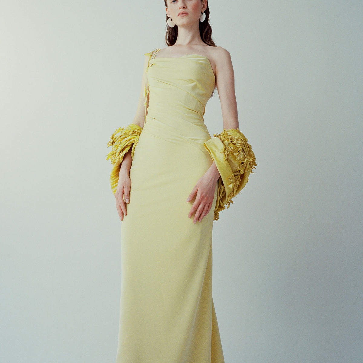 Single Strap Draped Satin Gown CD327