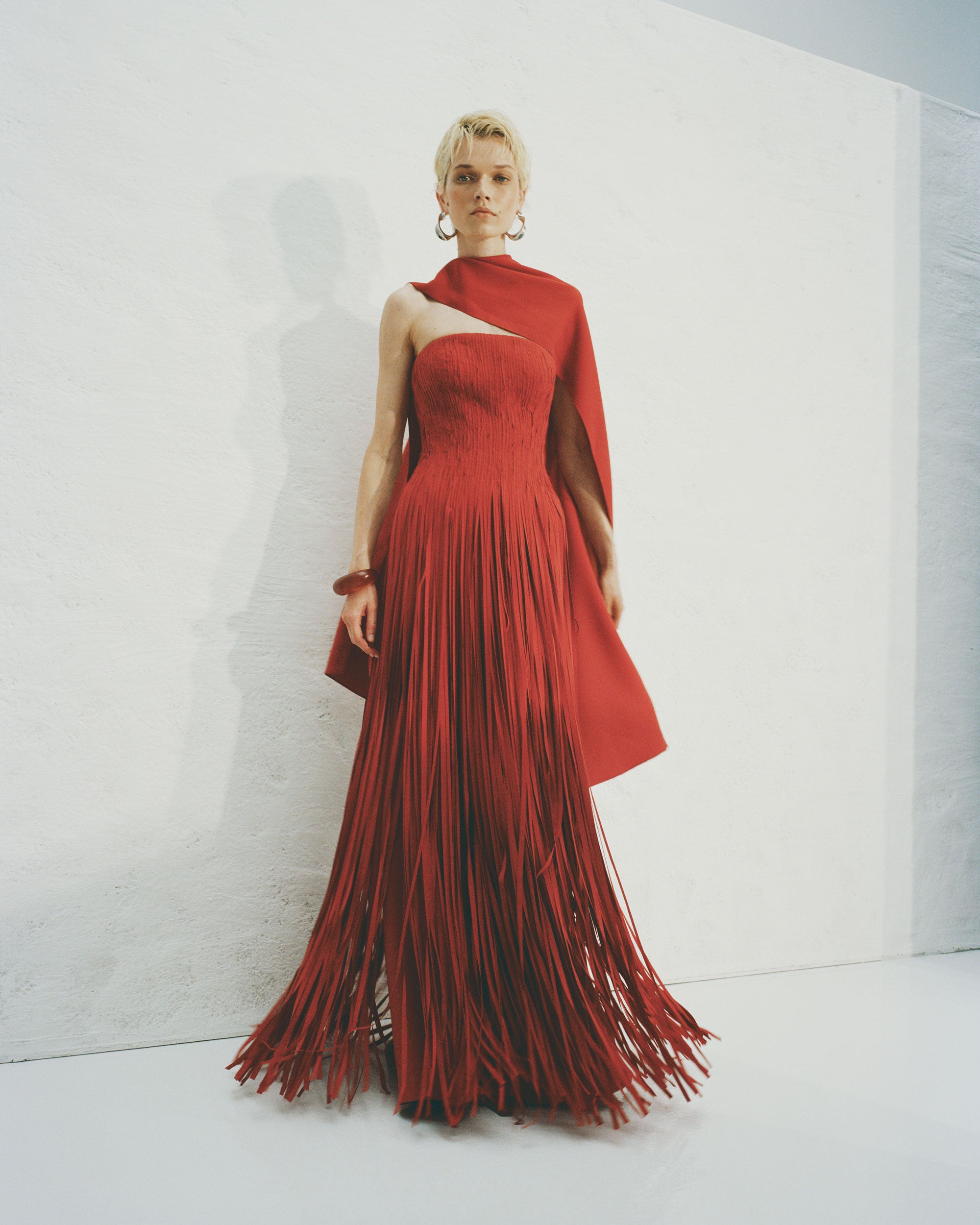 ZULEMA - STRAPLESS LASER-CUT CREPE GOWN WITH CORSET AND CAPE