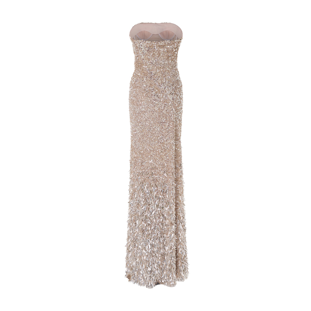 DAILIN - STRAPLESS EMBROIDERED GOWN WITH DÉGRADÉ EFFECT