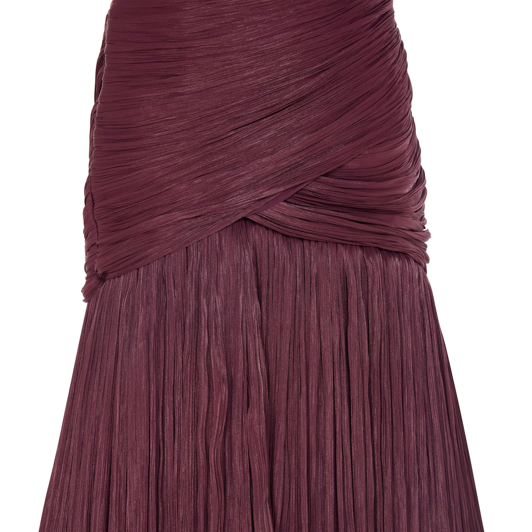 CLAUDIA - STRAPLESS PLEATED FISH-CUT SILK GOWN WITH CORSET
