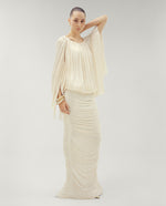 Load image into Gallery viewer, STRAPLESS SILK ROSEYA PLEATED DRESS