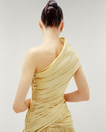 Load image into Gallery viewer, ONE SHOULDER DRAPED TAFFETA A-LINE CUT DRESS