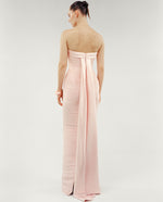 Load image into Gallery viewer, STRAPLESS PLEATED DUCHESSE SATIN DRESS WITH DUCHESSE SATIN BACK CAPE