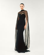 Load image into Gallery viewer, STRAPLESS CREPE DRESS WITH GOLD EMBROIDERED ON BUST