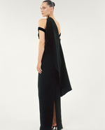 Load image into Gallery viewer, CREPE CAPE WITH EMBROIDERED BROCHE