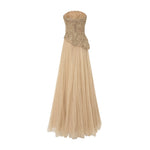 Load image into Gallery viewer, Strapless Embroidered Dress With A-line Cut Pleated Tulle