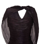 Load image into Gallery viewer, HAND-PLEATED SILK FABRIC AND CREPE SKIRT WITH A DETACHABLE CAPE