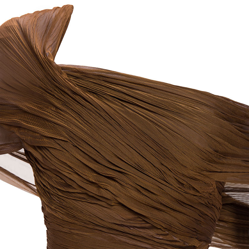 OFF-SHOULDER HAND-PLEATED CHIFFON