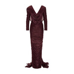 Load image into Gallery viewer, HAND PLEATED LONG SLEEVES SILK GOWN WITH FRONT CAPE