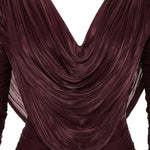 Load image into Gallery viewer, HAND PLEATED LONG SLEEVES SILK GOWN WITH FRONT CAPE