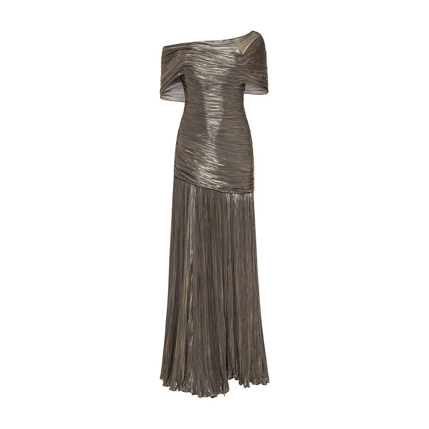 PLEATED OFF-SHOULDER WITH FISH TAIL