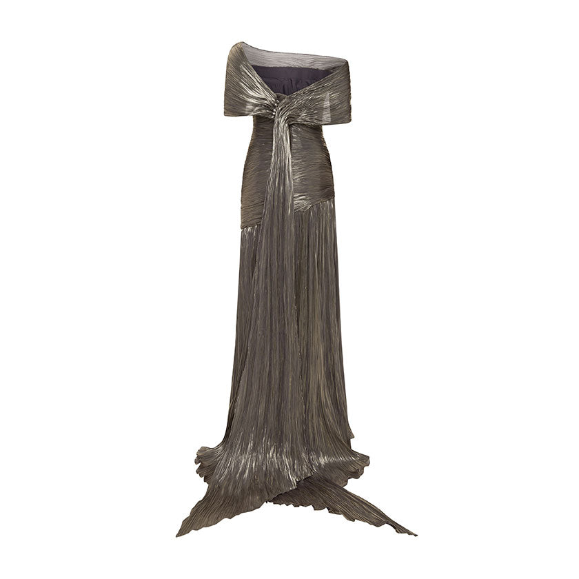 PLEATED OFF-SHOULDER WITH FISH TAIL