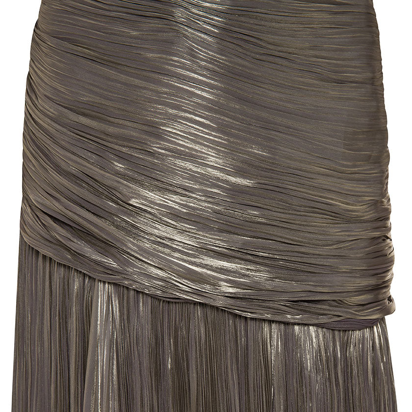 PLEATED OFF-SHOULDER WITH FISH TAIL