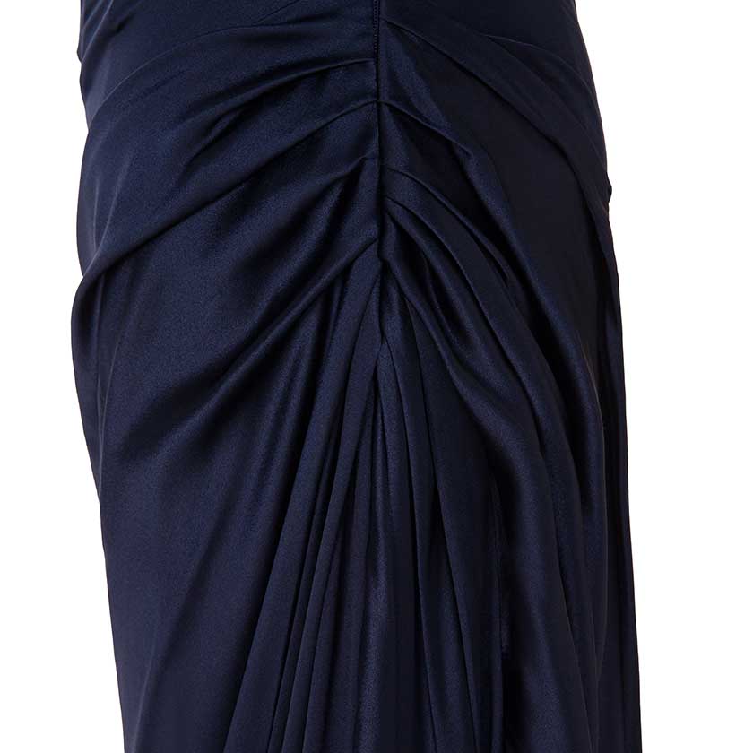 ONE STRIPED SLEEVE SILKY SATIN GOWN