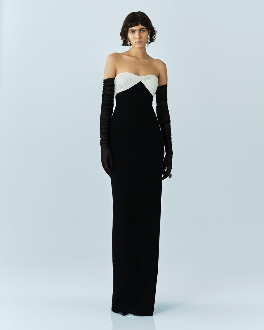 Pleated Silk Crepe Gown