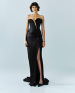 Load image into Gallery viewer, Cutout Silk Slit Gown