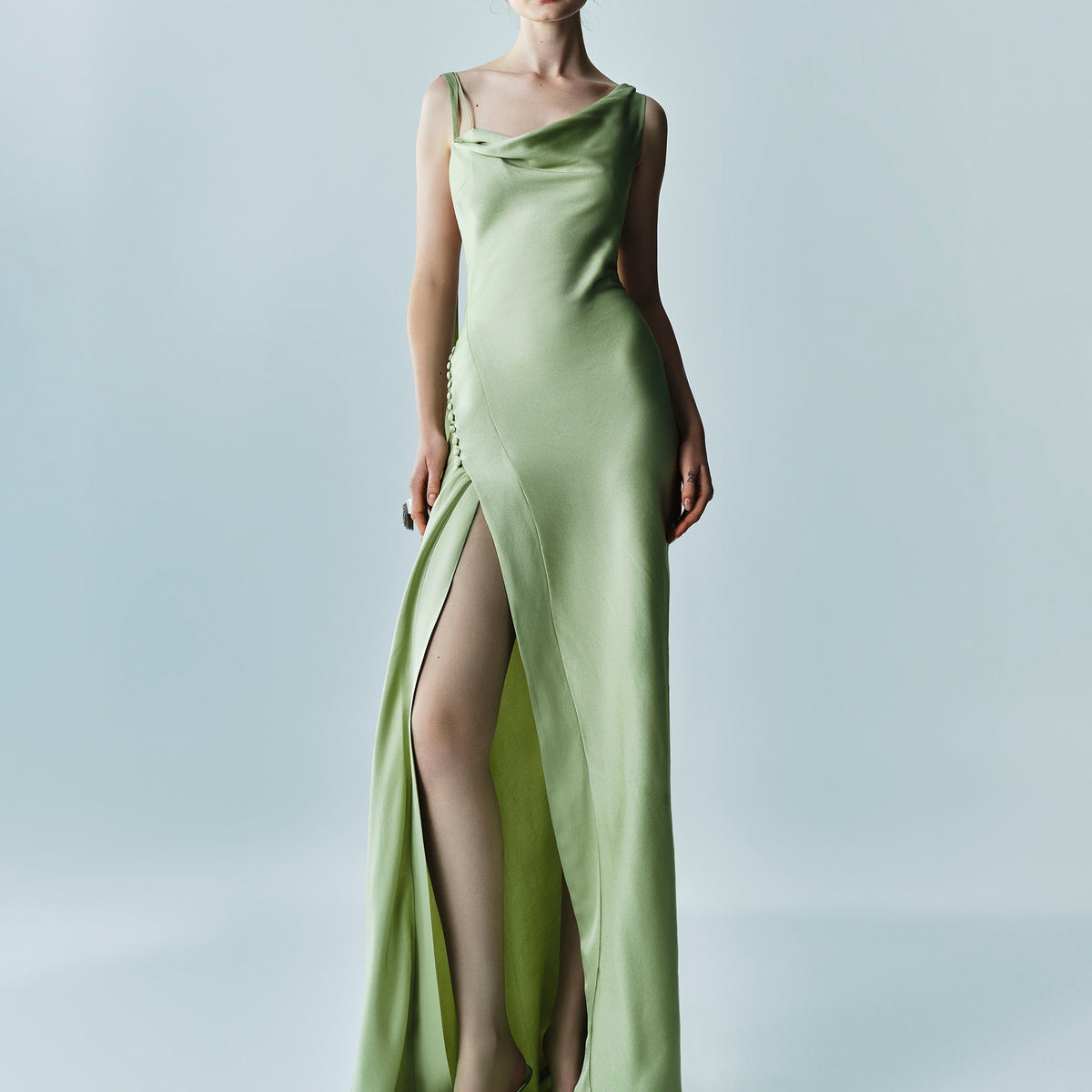 green marmar dress Button Detailed Slip Silk Gown Pink / 38