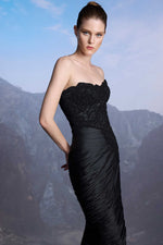 Load image into Gallery viewer, Strapless hand pleated draped taftah dress