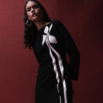 Load image into Gallery viewer, Long sleeve Crepe gown with flower cutout