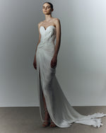 Load image into Gallery viewer, Strapless draped Satin - like Corset