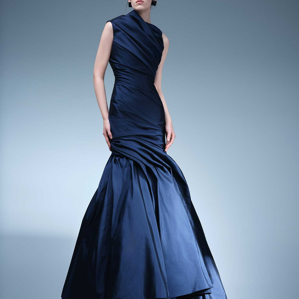 marmar halim off the shoulder dresses DRAPED ONE SHOULDER BODICE MERMAID GOWN Black / 36 / Taffeta