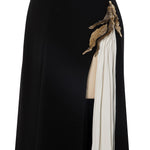 Load image into Gallery viewer, A-LINE CREPE DRESS WITH HAND PLEATED CHIFFON SLIT AND EMBROIDERED BROCARD