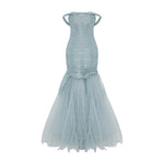 Load image into Gallery viewer, OFF SHOULDER FISHCUT PLEATED ROSEYA DRESS WITH PLEATED TULLE