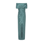 Load image into Gallery viewer, OFF SHOULDER TAFFETA DRAPED DRESS