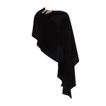 Load image into Gallery viewer, CREPE CAPE WITH EMBROIDERED BROCHE