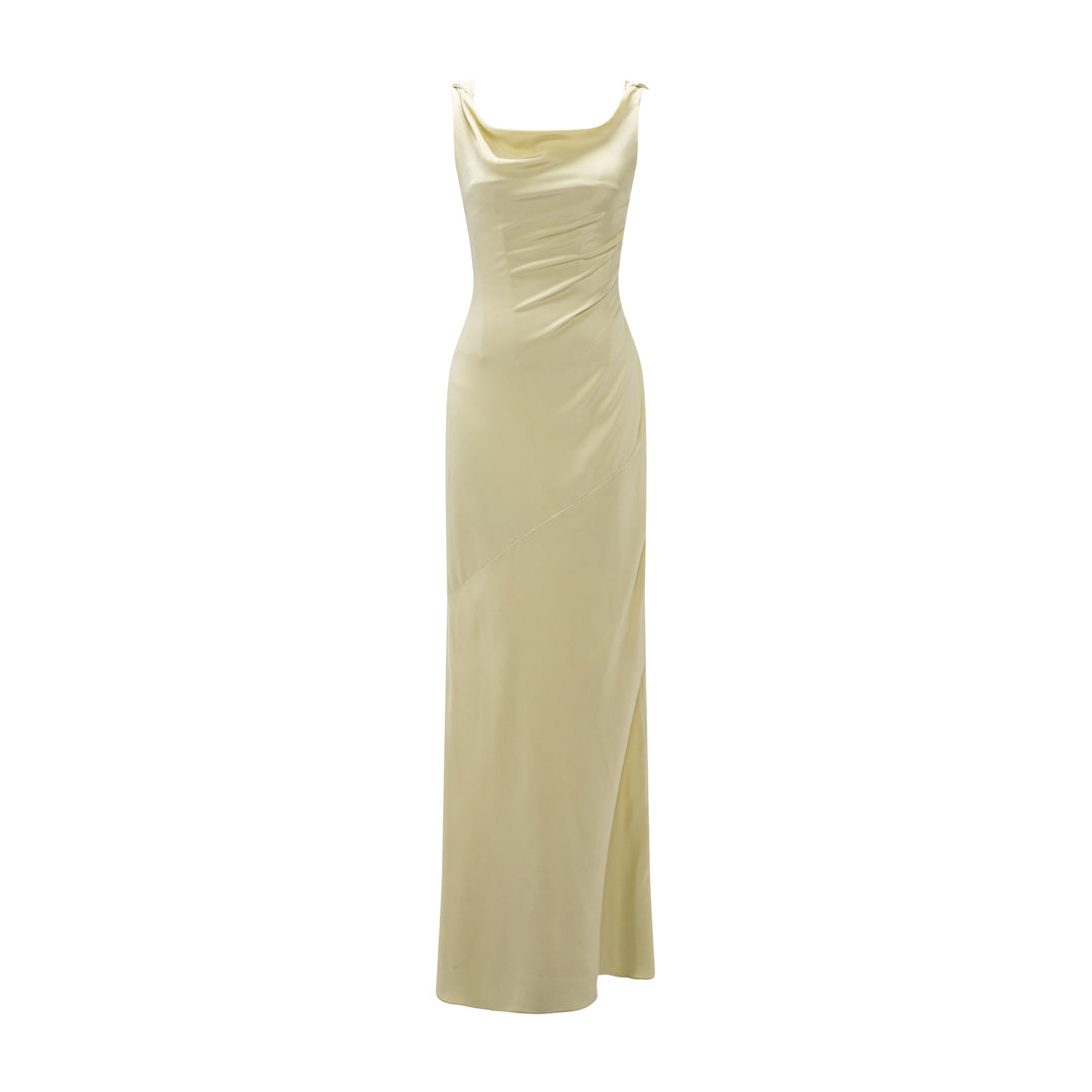 Silk Crepe Draped Dress