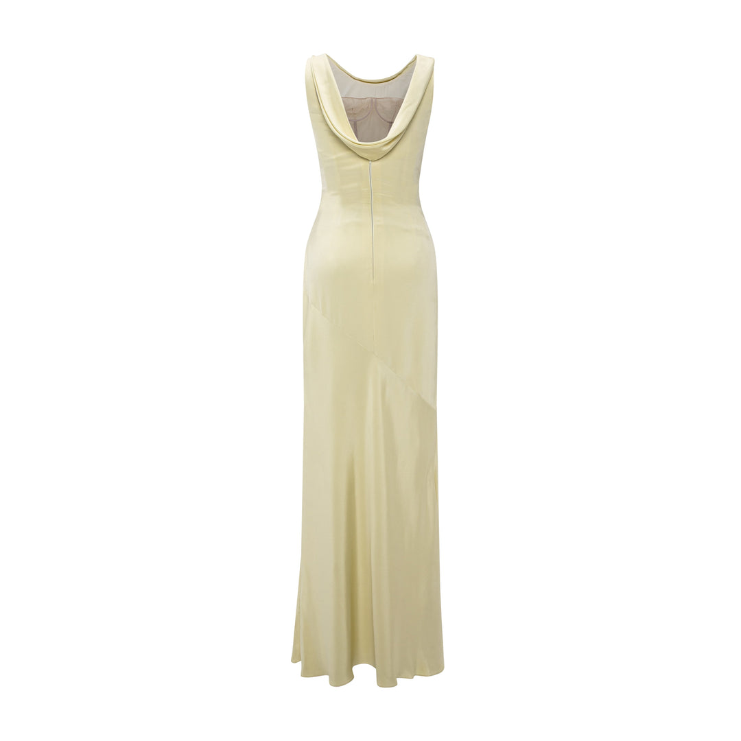 Silk Crepe Draped Dress