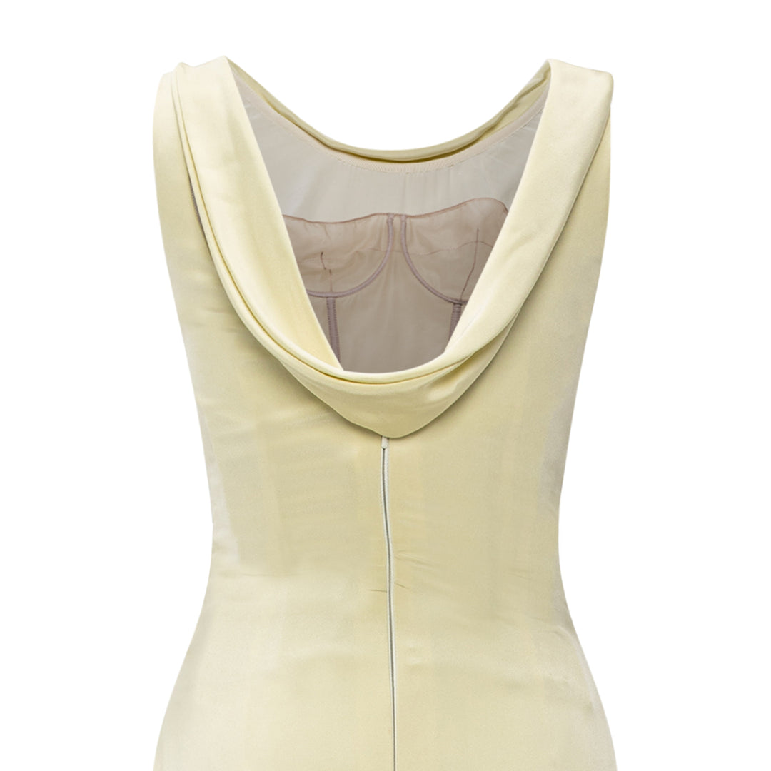 Silk Crepe Draped Dress